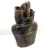 Super Chunky Triple Opening Hand-built Pottery Vase with Drippy Glazing