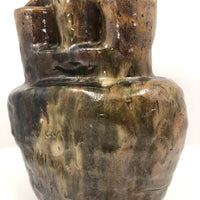 Super Chunky Triple Opening Hand-built Pottery Vase with Drippy Glazing