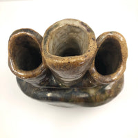 Super Chunky Triple Opening Hand-built Pottery Vase with Drippy Glazing