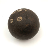 Antique Iron Cannonball With Mustachioed Face!