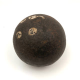 Antique Iron Cannonball With Mustachioed Face!