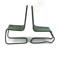Great Pair of Miniature Bent Metal and Wire Modernist Green Chairs