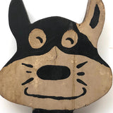 Old Folk Art Felix the Cat Wooden Cutout (with some damage)