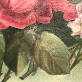 Roses, Carnations, Lilac and Butterfly Old Oil on Canvas Painting