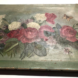 Roses, Carnations, Lilac and Butterfly Old Oil on Canvas Painting