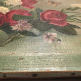 Roses, Carnations, Lilac and Butterfly Old Oil on Canvas Painting