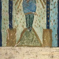 Fabulous Old Folk Art Retablo with Man Tumbling Down Stairs