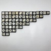 Ebony and Painted Tin Old Double Sixes Dominoes Set, Complete