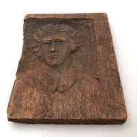 Sensitive Old Low Relief Carving of World Wise Looking Woman