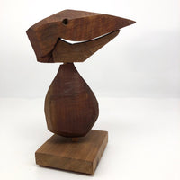 Brutalist Wooden Bird Sculpture