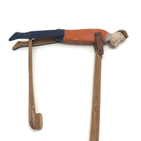 Old Wooden Handmade Climbing Monkey Toy
