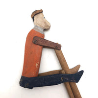 Old Wooden Handmade Climbing Monkey Toy