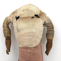 Evocative Old Hand-sewn Doll Body with Wooden Arms and Many Mends