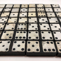 Ebony and Painted Tin Old Double Sixes Dominoes Set, Complete