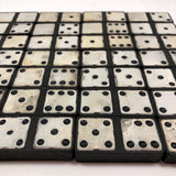Ebony and Painted Tin Old Double Sixes Dominoes Set, Complete