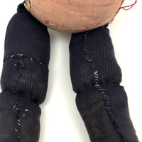 Evocative Old Hand-sewn Doll Body with Wooden Arms and Many Mends