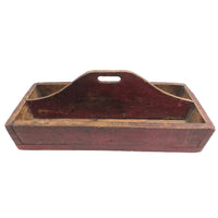 Great Old Pine Knife Box / Carrying Caddy with Original Red Paint