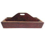 Great Old Pine Knife Box / Carrying Caddy with Original Red Paint