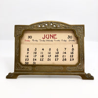 Art Nouveau Brass Perpetual Calendar with Handwritten Inserts