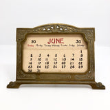 Art Nouveau Brass Perpetual Calendar with Handwritten Inserts