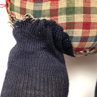 Evocative Old Hand-sewn Doll Body with Wooden Arms and Many Mends