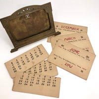 Art Nouveau Brass Perpetual Calendar with Handwritten Inserts