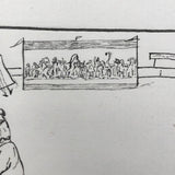 Something Like a Match, Late 1800s British Ink Drawing of Animal Cricket Game