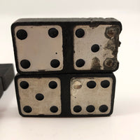 Ebony and Painted Tin Old Double Sixes Dominoes Set, Complete