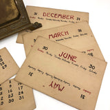 Art Nouveau Brass Perpetual Calendar with Handwritten Inserts