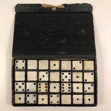 Ebony and Painted Tin Old Double Sixes Dominoes Set, Complete