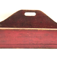 Great Old Pine Knife Box / Carrying Caddy with Original Red Paint