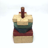 Two Marvelous Old Painted Wooden Folk Art Stacking Toys