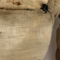 Evocative Old Hand-sewn Doll Body with Wooden Arms and Many Mends