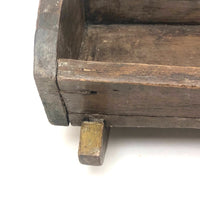 Early Carved Doll Crib with Original Yellow Paint