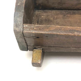 Early Carved Doll Crib with Original Yellow Paint