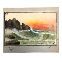 James F. Sowter, Sunset Over Choppy Sea, Trompe L'Oeil Watercolor, 1907