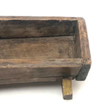 Early Carved Doll Crib with Original Yellow Paint