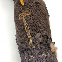 Evocative Old Hand-sewn Doll Body with Wooden Arms and Many Mends