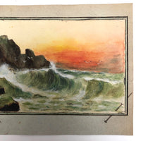 James F. Sowter, Sunset Over Choppy Sea, Trompe L'Oeil Watercolor, 1907
