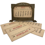 Art Nouveau Brass Perpetual Calendar with Handwritten Inserts
