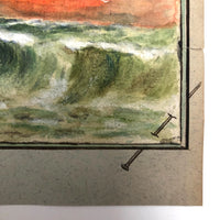 James F. Sowter, Sunset Over Choppy Sea, Trompe L'Oeil Watercolor, 1907