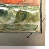 James F. Sowter, Sunset Over Choppy Sea, Trompe L'Oeil Watercolor, 1907