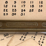Art Nouveau Brass Perpetual Calendar with Handwritten Inserts