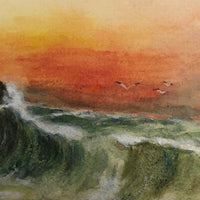 James F. Sowter, Sunset Over Choppy Sea, Trompe L'Oeil Watercolor, 1907