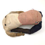 Evocative Old Hand-sewn Doll Body with Wooden Arms and Many Mends