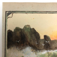 James F. Sowter, Sunset Over Choppy Sea, Trompe L'Oeil Watercolor, 1907