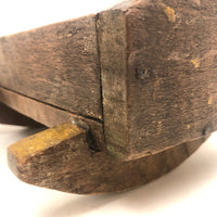 Early Carved Doll Crib with Original Yellow Paint