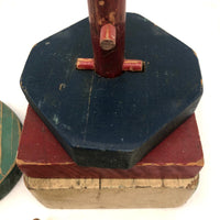 Two Marvelous Old Painted Wooden Folk Art Stacking Toys