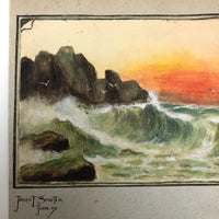 James F. Sowter, Sunset Over Choppy Sea, Trompe L'Oeil Watercolor, 1907