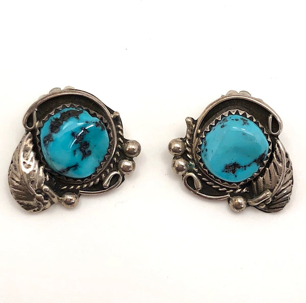 Navajo Vintage Turquoise and Sterling Silver Clip Earrings